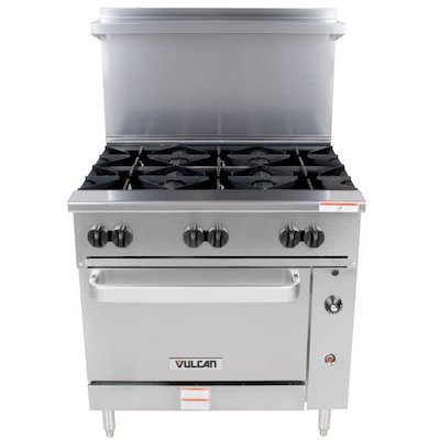 36S-6BP Vulcan Commercial Gas Range with Standard Oven Base 36S-6BP - 176,000 BTU/Hr