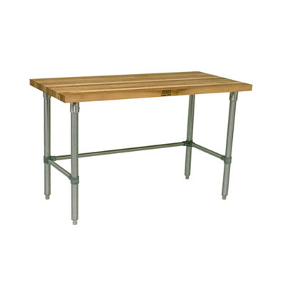 John Boos Wood Top Work Table with Bracing JNB10 - 30" x 72", 1.5" Thick
