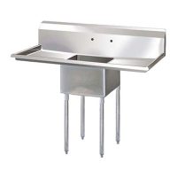 Thorinox One Compartment Sink - Two Drain Boards TSS-2424-RL24 - 24"x24"x14"