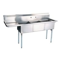TTS-2424-L24 Thorinox Three Compartment Sink - Left Drain Board TTS-2424-L24 - 24"x24"x14"
