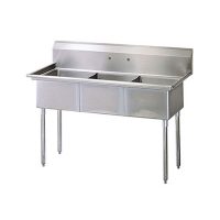 TTS-2424-0 Thorinox Three Compartment Sink - No Drain Board TTS-2424-0 - 24"x24"x14"
