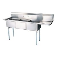 TTS-2424-R24 Thorinox Three Compartment Sink - Right Drain Board TTS-2424-R24 - 24"x24"x14"