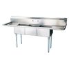 TTS-1818-RL18 Thorinox Three Compartment Sink - Two Drain Boards TTS-1818-RL18 - 18"x18"x11"