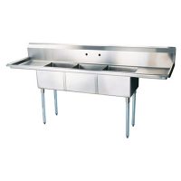 TTS-1818-RL18 Thorinox Three Compartment Sink - Two Drain Boards TTS-1818-RL18 - 18"x18"x11"