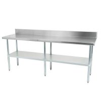 thorinox dsst-2496-bk work table stainless steel with backsplash