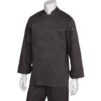 Chefworks BAST-BLK-XL Bastille Chef Coat - Black