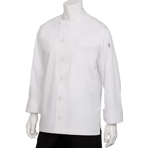 Chefworks VSLS-WWH-M Lyss Chef Coat, Single-breasted - White