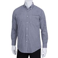Chefworks D500-BWK-M Mens Gingham Dress Shirt - Dark Navy