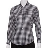 Chefworks W500-BWK-L Womens Gingham Dress Shirt - Dark Navy