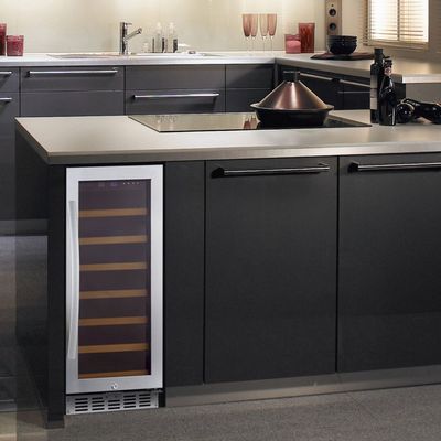 eurodib usf33s glass door wine merchandiser in kitchen
