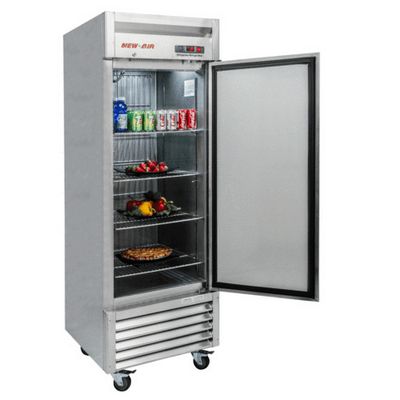 new air nsr-061-h reach in refrigerator solid door door open