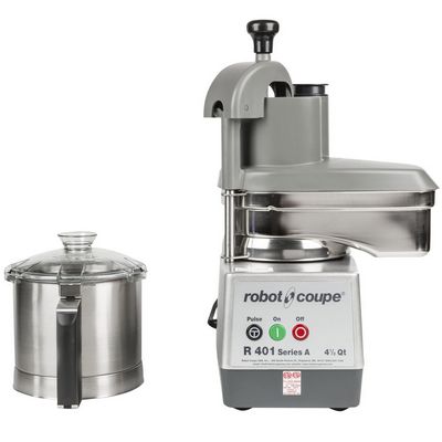 robot coupe r401 food processor stainless steel bowl front view