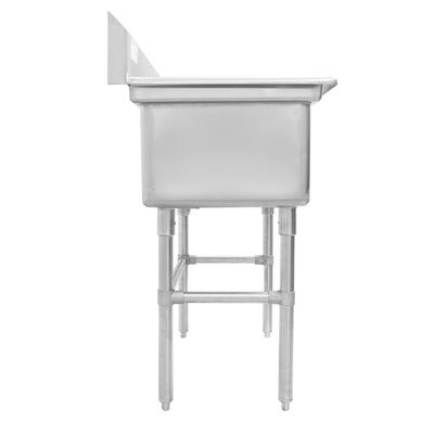 thorinox tds-1818-0 two compartment sink no drain board side view