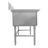 thorinox tds-2424-0 two compartment sink no drain board side view