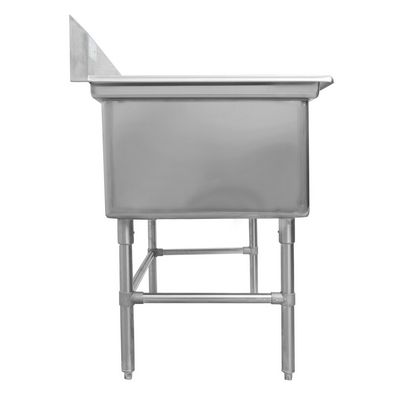 thorinox tds-2424-0 two compartment sink no drain board side view