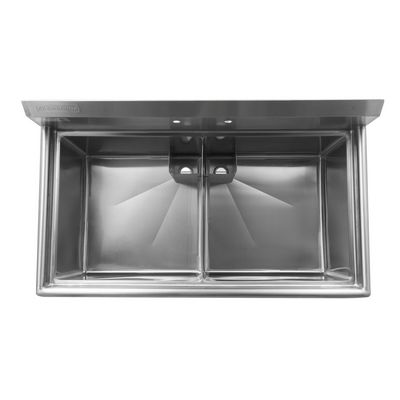thorinox tds-2424-0 two compartment sink no drain board top view