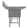thorinox tds-2424-l24 two compartment sink left drain board side view
