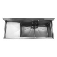 thorinox tds-2424-l24 two compartment sink left drain board top view