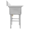 thorinox tss-1818-0 one compartment sink no drain board side view