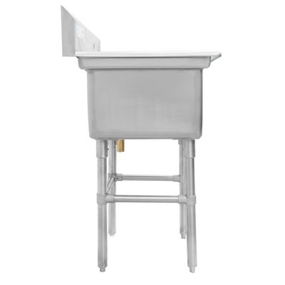 thorinox tss-1818-0 one compartment sink no drain board side view