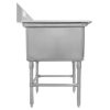 thorinox tss-1818-r18 one compartment sink right drain board side view