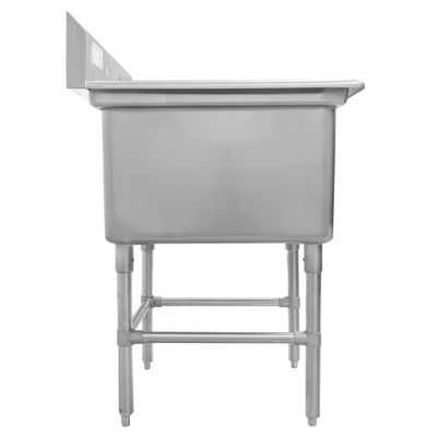 thorinox tss-2424-0 one compartment sink no drain board side view