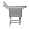 thorinox tss-2424-l24 one compartment sink left drain board side view