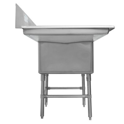 thorinox tss-2424-l24 one compartment sink left drain board side view