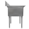 thorinox tss-2424-r24 one compartment sink right drain board side view
