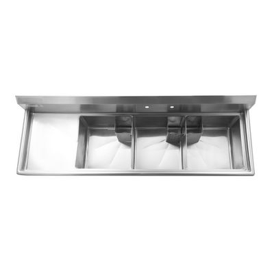 thorinox tts-1818-l18 three compartment sink left drain board top view