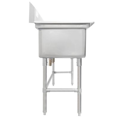 thorinox tts-2424-0 three compartment sink no drain board side view