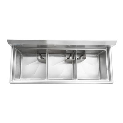 thorinox tts-2424-0 three compartment sink no drain board top view