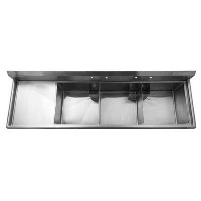 thorinox tts-2424-l24 three compartment sink left drain board top view