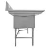 thorinox tts-2424-rl24 three compartment sink two drain board side view