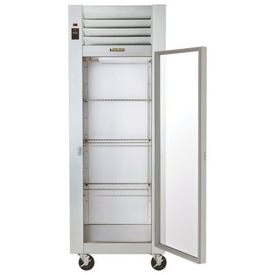 traulsen g11010 one section reach in refrigerator glass door door open