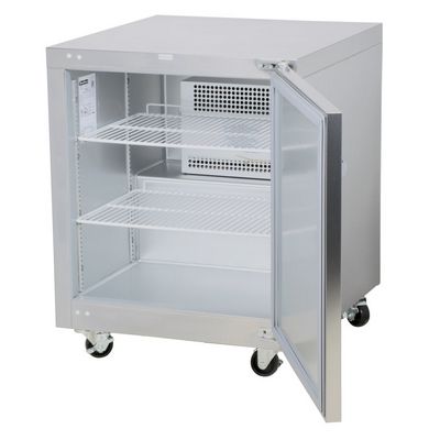 traulsen uht27r-sb undercounter refrigerator hinged doors stainless steel back door open