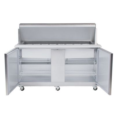 traulsen upt7218lr refrigerated sandwich prep table door open