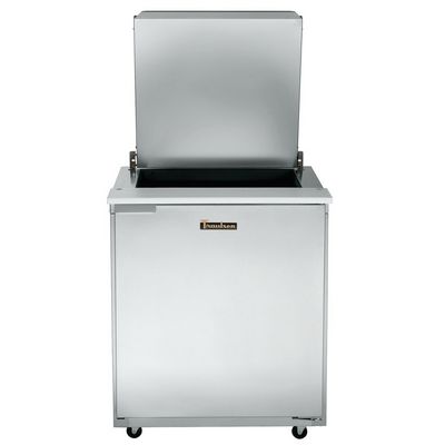 traulsen ust2709l-sb refrigerated sandwich prep table top door open