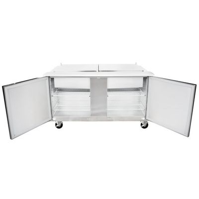 traulsen ust6024lr refrigerated sandwich prep table front door open