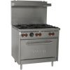 vulcan sx36-6bn commercial gas range with 6 open burner right side view
