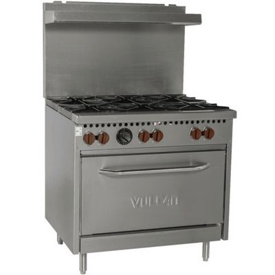 vulcan sx36-6bn commercial gas range with 6 open burner right side view