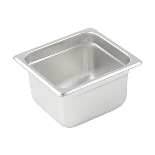 Winco 1/6 Size Stainless Steel Anti-jam Steam Table Pan SPJM-604 - 4in Deep