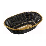Winco PWBK-9V Black/Gold Poly Woven Oval Baskets - 1doz