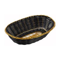 Winco PWBK-9V Black/Gold Poly Woven Oval Baskets - 1doz