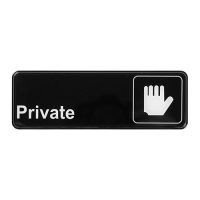 Winco SGN-304 Black Information Sign "Private" - 3in x 9in
