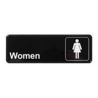 Winco SGN-312 Black Information Sign "Women" - 3in x 9in