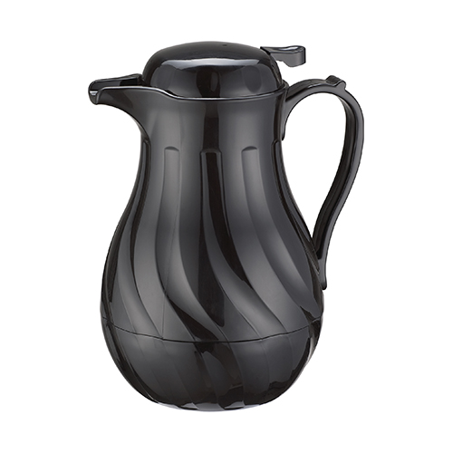 Winco VSW-64K Black Insulated Swirl Design Beverage Server - 64oz