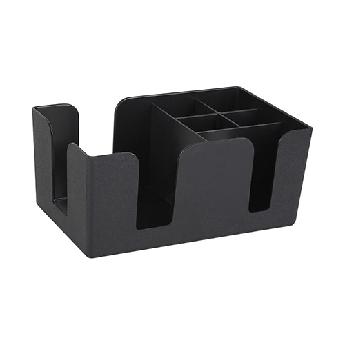 Winco BC-6 Black Plastic Bar Caddy - 6 Compartments