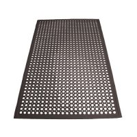 Winco RBM-35K Black Rubber Floor Mat with Beveled Edges - 35.75in