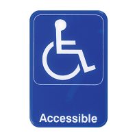 Winco SGN-653B Blue Information Sign "Accessible" - 6in x 9in